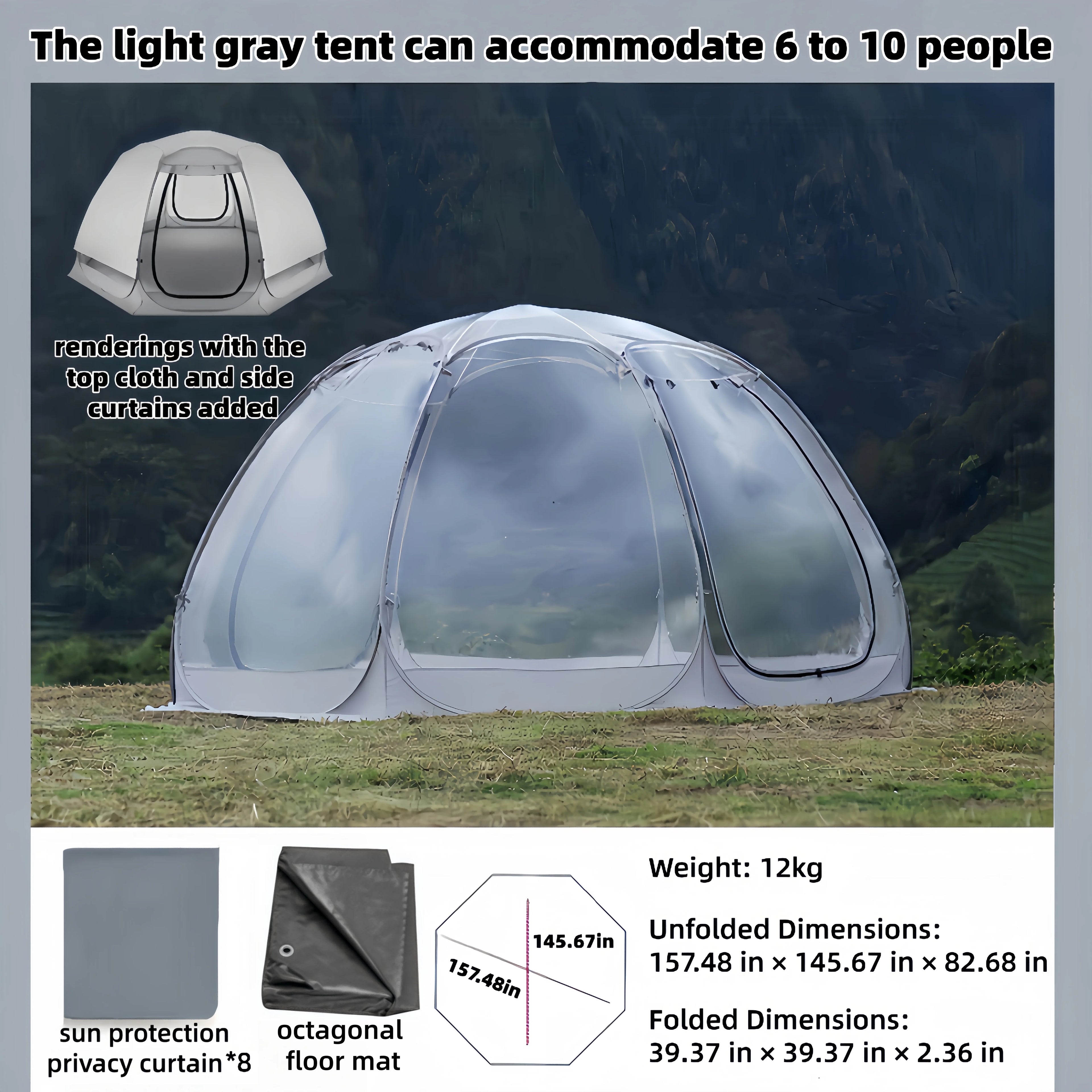 Window Outdoor Sun Room Tents Transparent Camping Tent 4-8 Person Star Dome Tent Portable Spherical Tents 360 Degree Panoramic