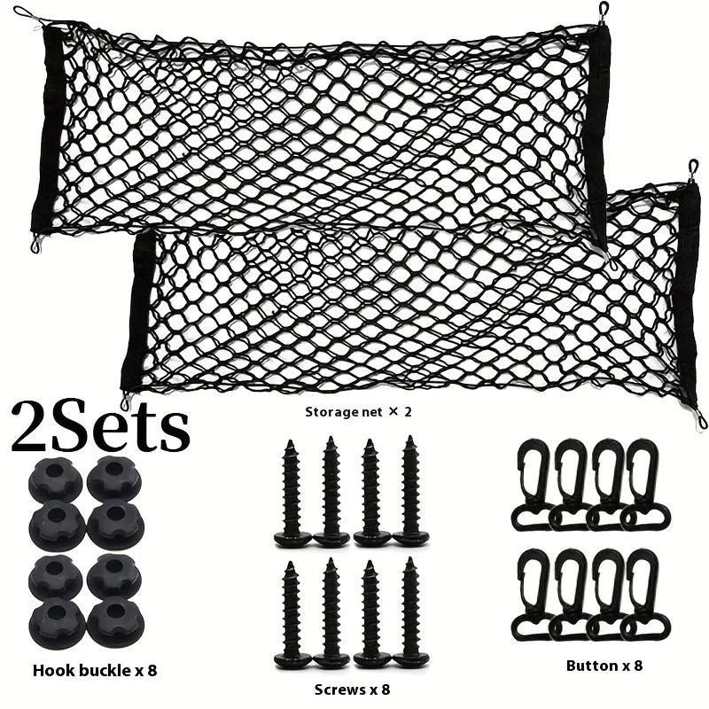 Stretchable Trunk Cargo Storage Net with Hooks for Car