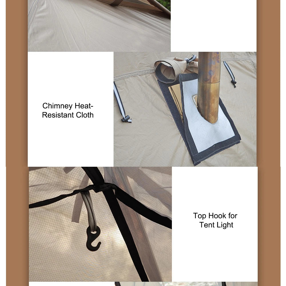 Flame Retardant 2 Person Chimney Hot Tent with Stove Jack