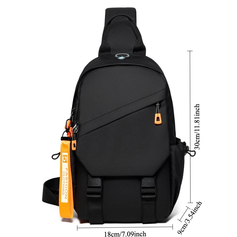 Waterproof Nylon Crossbody Bag - Men's Chest Sling Backpack, Compact Shoulder Messenger Bag, Travel & Outdoor Hiking Pack
