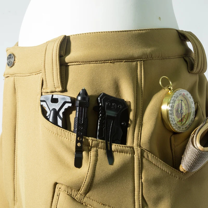 Men's Winter Autumn Fleece Sharkskin Waterproof Tactical Military Camping Hiking Jackets Climbing Hunting Coats Combat Pants