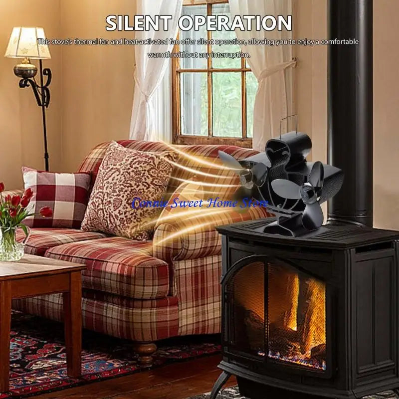 LXAF Double Head Fireplaces Fan Quiet Operate Heat Powered Stove Fan for Wood Burners Efficient Heat Distribution