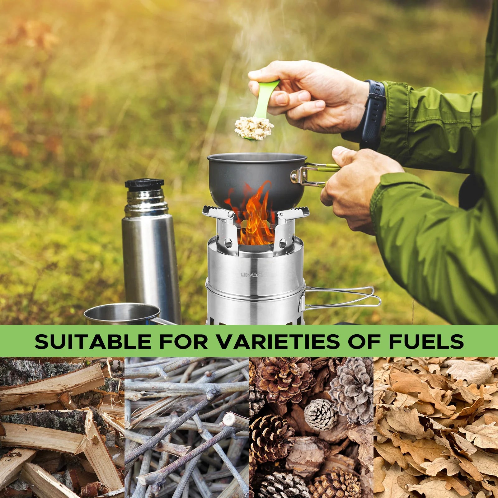 Portable Camping Stove Alcohol Wood Burning Survival Stove for Outdoor Backpacking Picnics and BBQs Small Dual Fuel Camp Stove