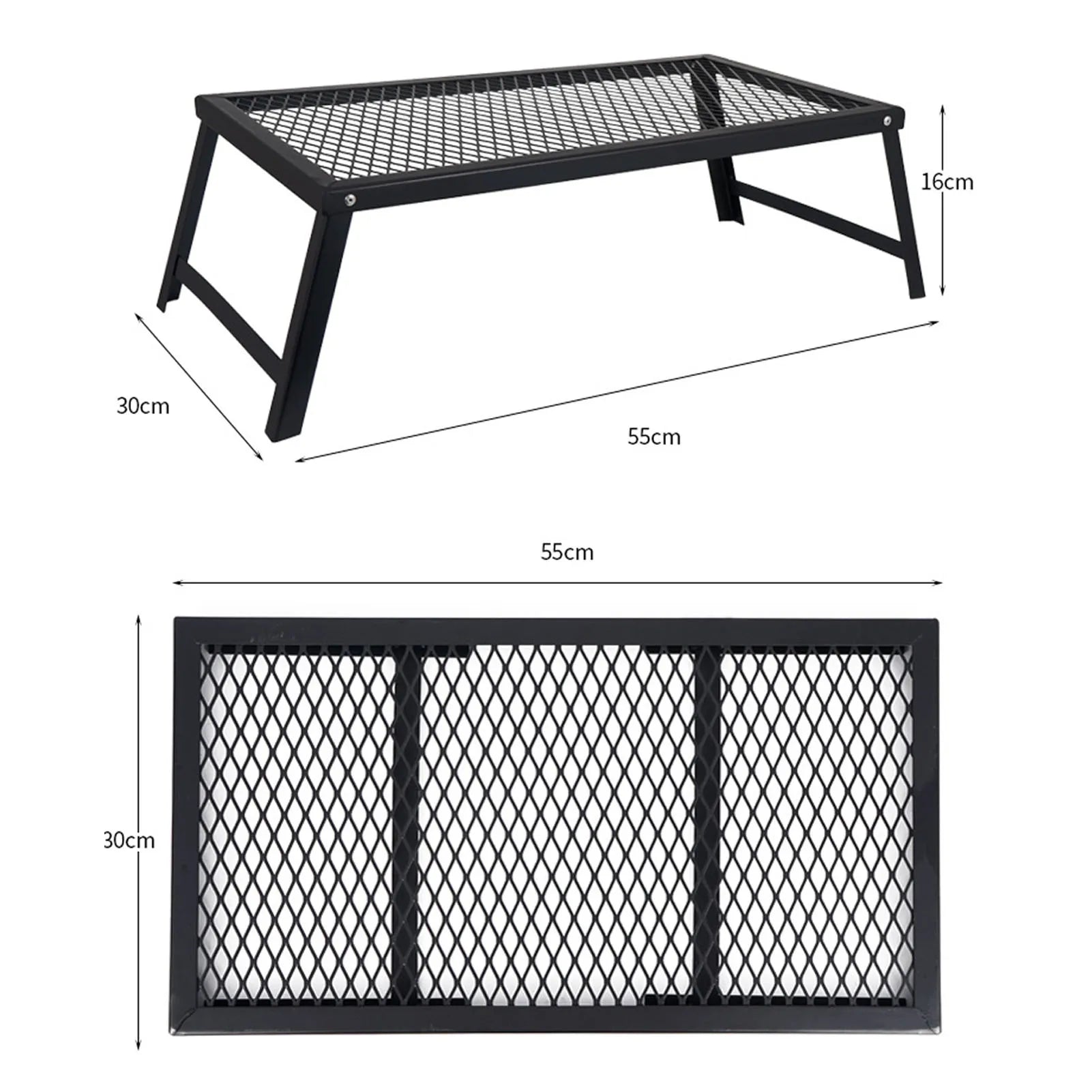 Folding Camp Fire Rack Folding Campfire Grill Heavy Duty Iron Waterproof Portable Camp Fire Cooking Rack for Outdoor Barbecue