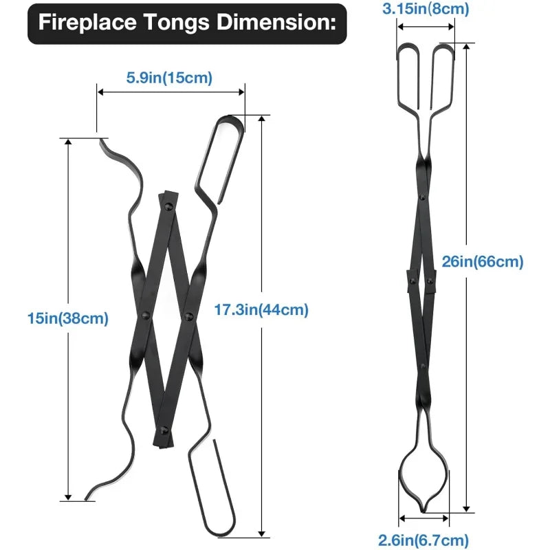 Outdoor Campfire Fireplace Tongs 66CM Long Heavy Duty Wrought Iron Log Grabber for Camping Fire Pit Campfire Bonfire Fireplace