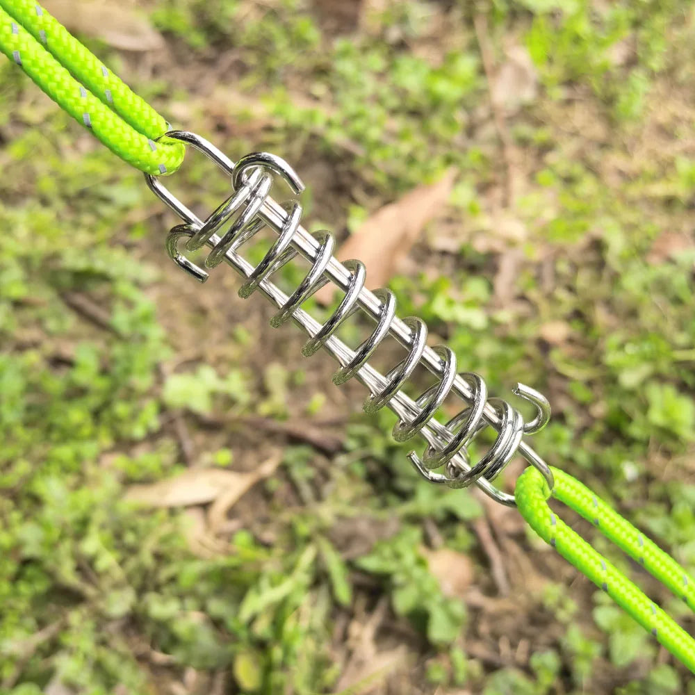 4/6Pcs Tent Tensioner Camping Deck Pegs with Carabiner Clips