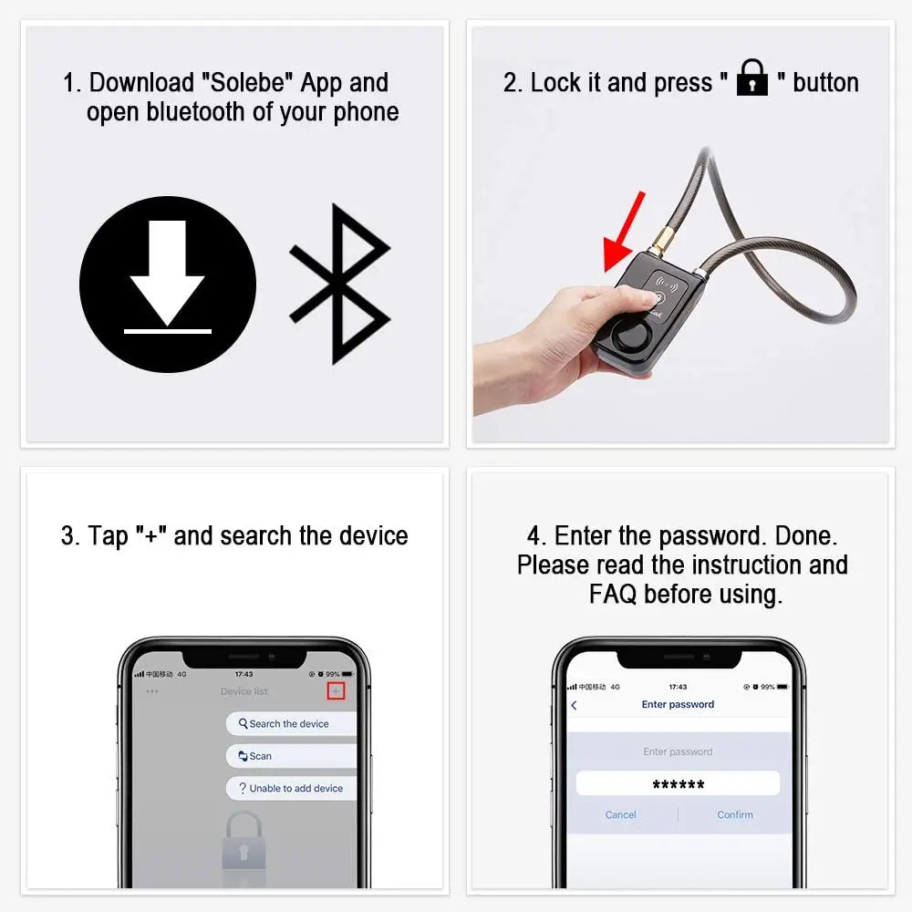 Anti-theft Alarm Lock Bluetooth Smart APP