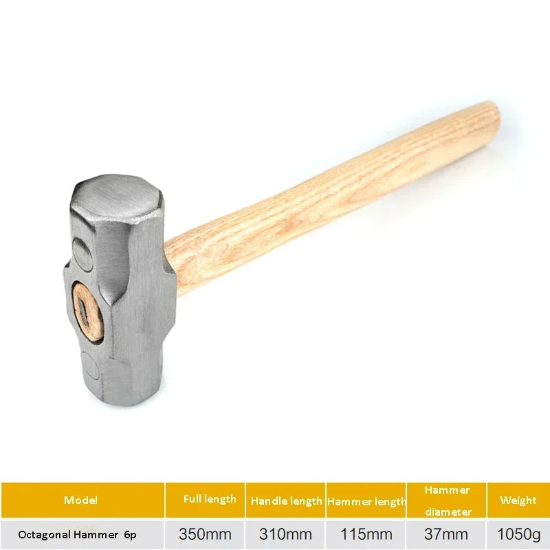 1pcs Heavy Duty Wooden Handle Sledge Hammer High Carbon Steel Octagon Hammer Square Head Big Hammer Masonry Hammer