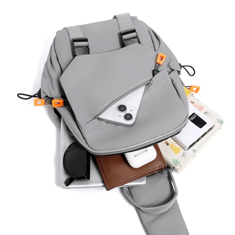 Waterproof Nylon Crossbody Bag - Men's Chest Sling Backpack, Compact Shoulder Messenger Bag, Travel & Outdoor Hiking Pack