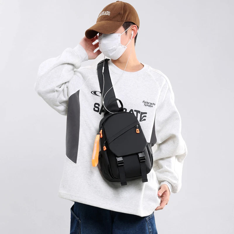Waterproof Nylon Crossbody Bag - Men's Chest Sling Backpack, Compact Shoulder Messenger Bag, Travel & Outdoor Hiking Pack