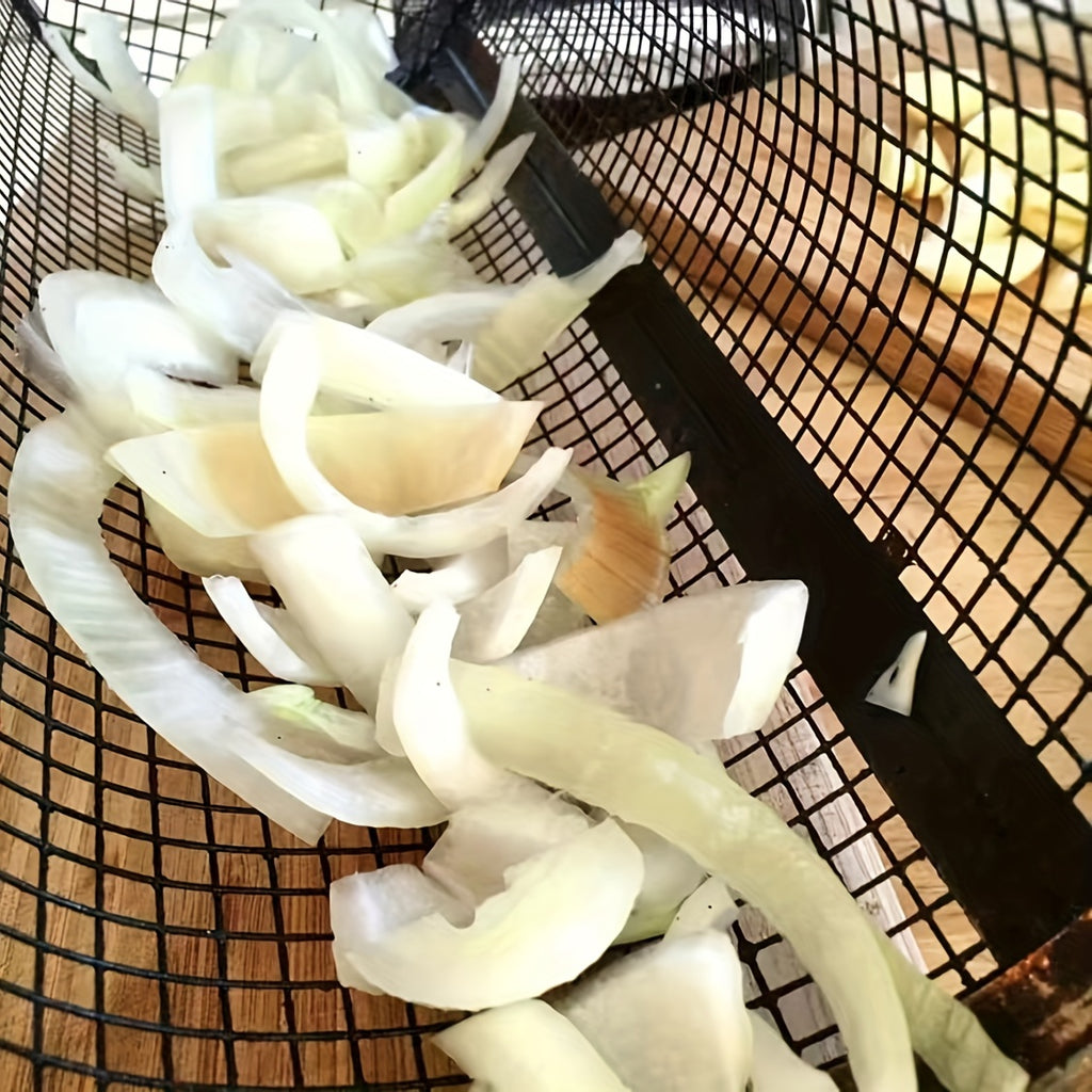 1pc Durable Stainless Steel BBQ Grill Basket - Multipurpose Outdoor Cooking Net for Camping, Picnic, BBQ Grill Rack with Handle