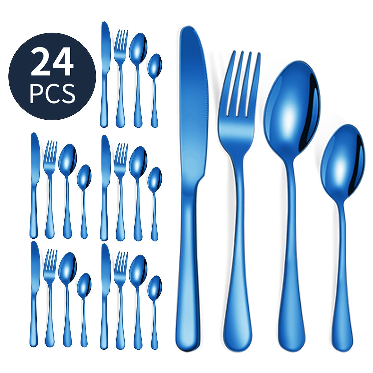 16pcs/24pcs tableware stainless steel knife, fork and spoon set Bull polishing dishwasher safe and easy to clean family dinner party birthday wedding festival camping party
