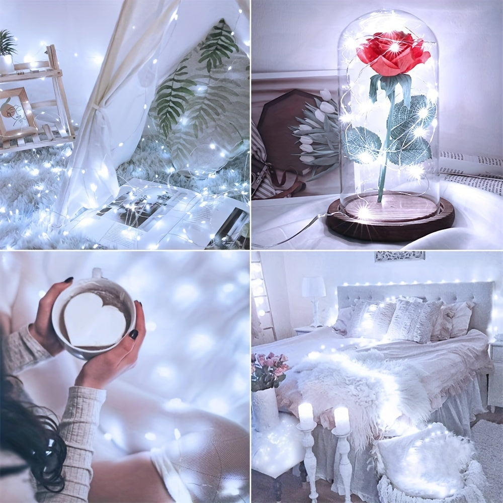 1pc, 50/100/200/300 LED Solar Light Outdoor Waterproof With 8 Modes Copper Wire Fairy Garland String Lights For Party Wedding Patio Garden Lawn Pathway Solar Power Lamp Christmas Decoration, Halloween Decorations Lights Outdo