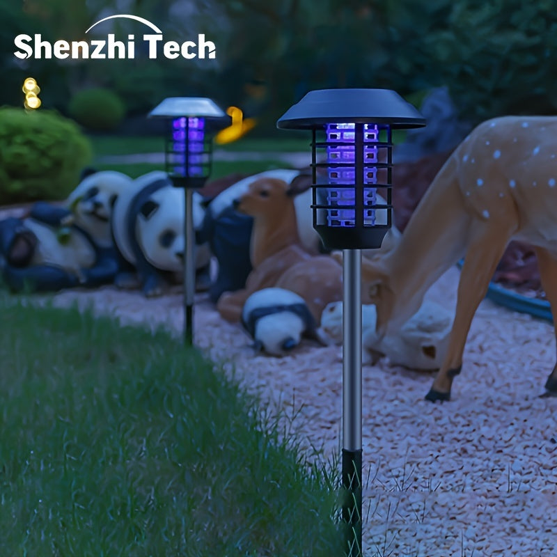 Solar-Powered Bug Zapper Lights, Waterproof Outdoor Mosquito Killer Lighting With UV Light And Landscape LED Lamp 2 In 1 For Garden Patio Backyard Camping