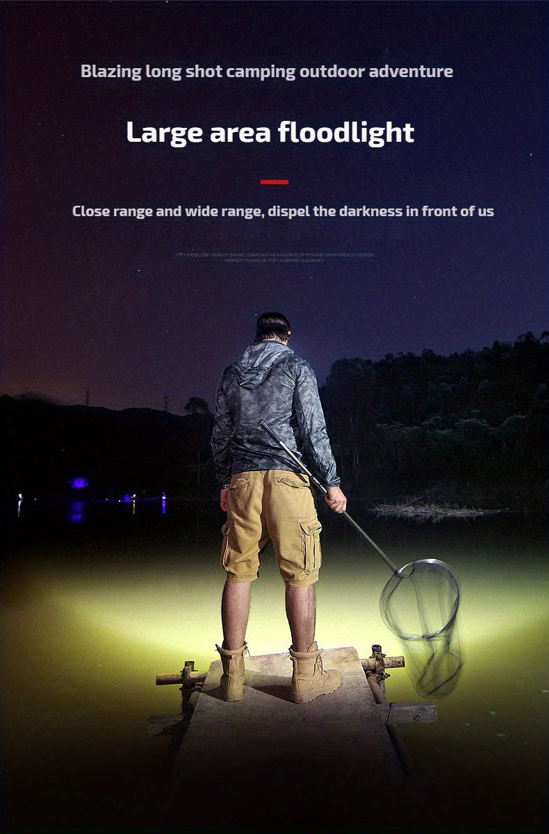 LED Strong Light Five-Headed Airplane Light USB Charging Headlamp for Cycling, Outdoor Camping, Fishing, Built-in Rechargeable Battery, Long-Lasting Battery Life, 4 Lighting Modes, Suitable for Different Application Scenarios