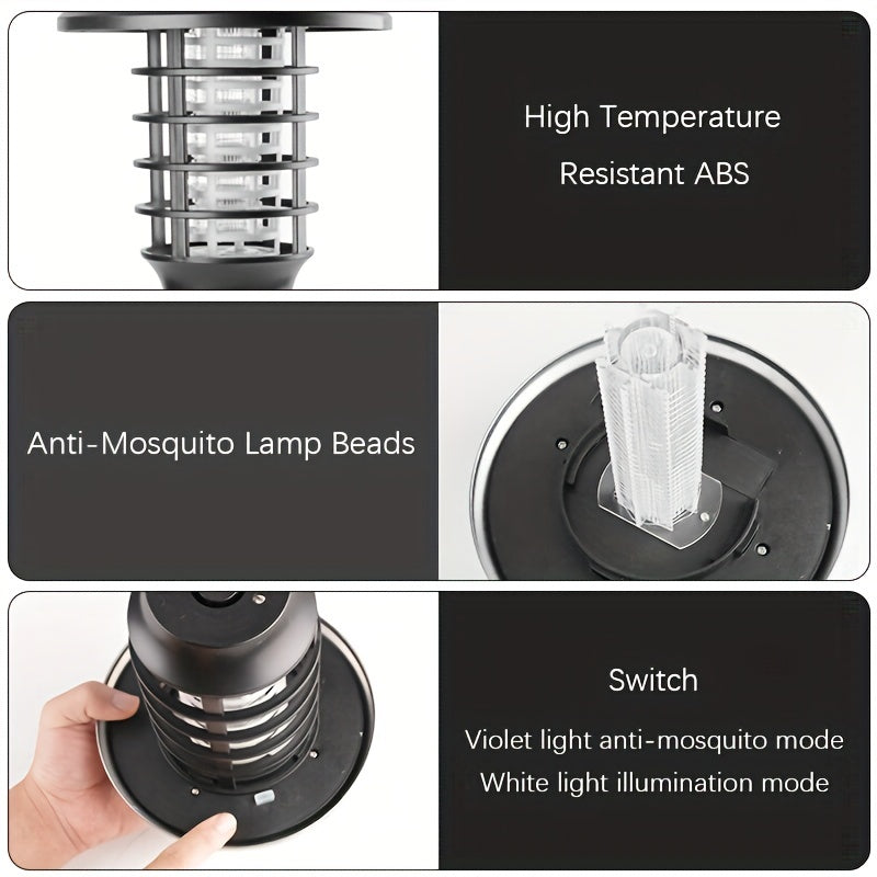Solar-Powered Bug Zapper Lights, Waterproof Outdoor Mosquito Killer Lighting With UV Light And Landscape LED Lamp 2 In 1 For Garden Patio Backyard Camping