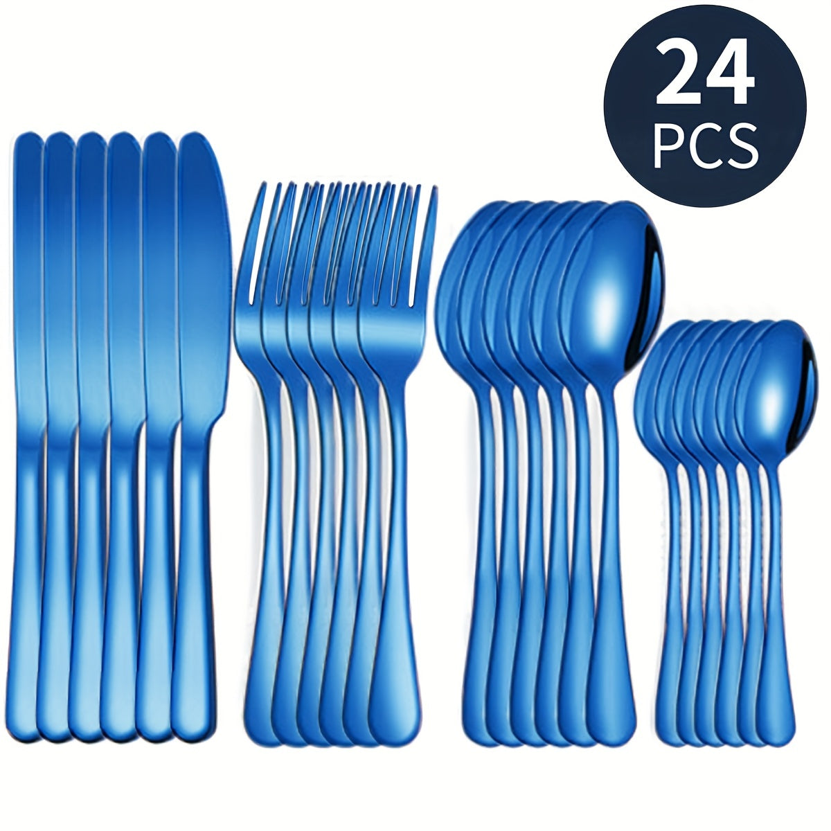 16pcs/24pcs tableware stainless steel knife, fork and spoon set Bull polishing dishwasher safe and easy to clean family dinner party birthday wedding festival camping party