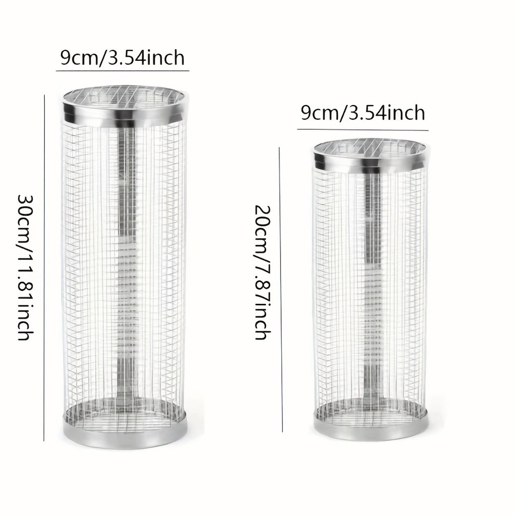 1pc Durable Stainless Steel BBQ Grill Basket - Multipurpose Outdoor Cooking Net for Camping, Picnic, BBQ Grill Rack with Handle