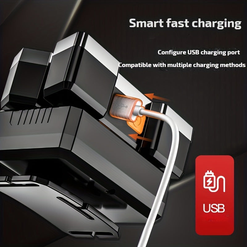 LED Strong Light Five-Headed Airplane Light USB Charging Headlamp for Cycling, Outdoor Camping, Fishing, Built-in Rechargeable Battery, Long-Lasting Battery Life, 4 Lighting Modes, Suitable for Different Application Scenarios