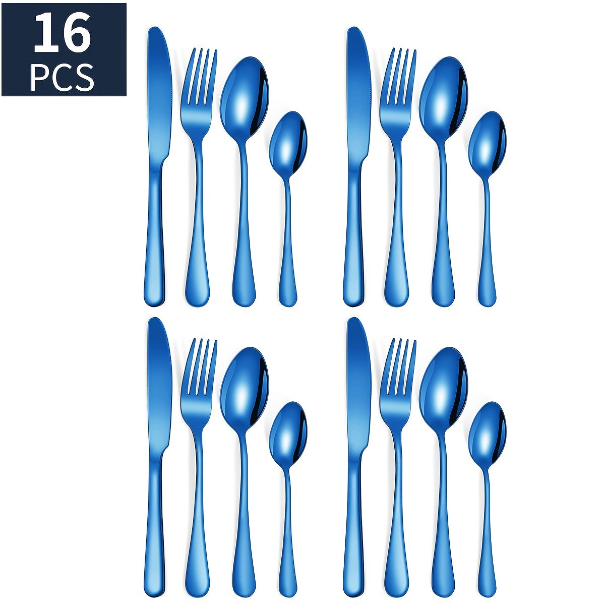 16pcs/24pcs tableware stainless steel knife, fork and spoon set Bull polishing dishwasher safe and easy to clean family dinner party birthday wedding festival camping party