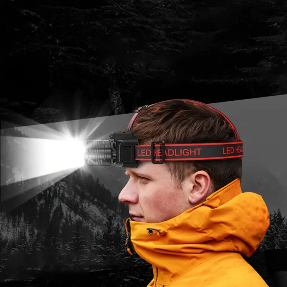 Staaricc HXP50+COB LED Headlight,, Rechargeable Lithium Battery, 1500mAh, Head-Mounted Flashlight for Outdoor Camping, Fishing, Rock Climbing, with Multiple Components