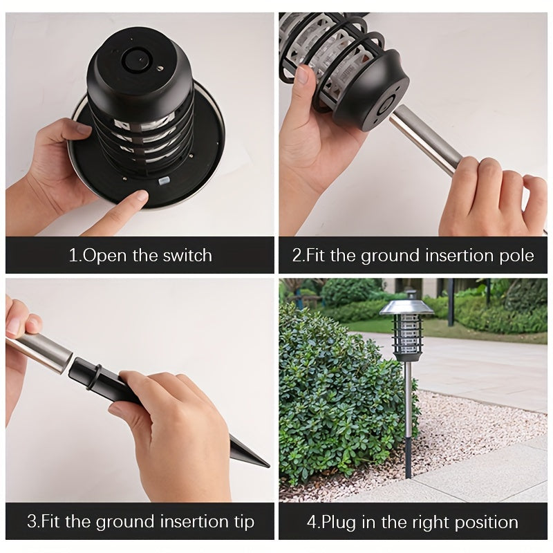 Solar-Powered Bug Zapper Lights, Waterproof Outdoor Mosquito Killer Lighting With UV Light And Landscape LED Lamp 2 In 1 For Garden Patio Backyard Camping