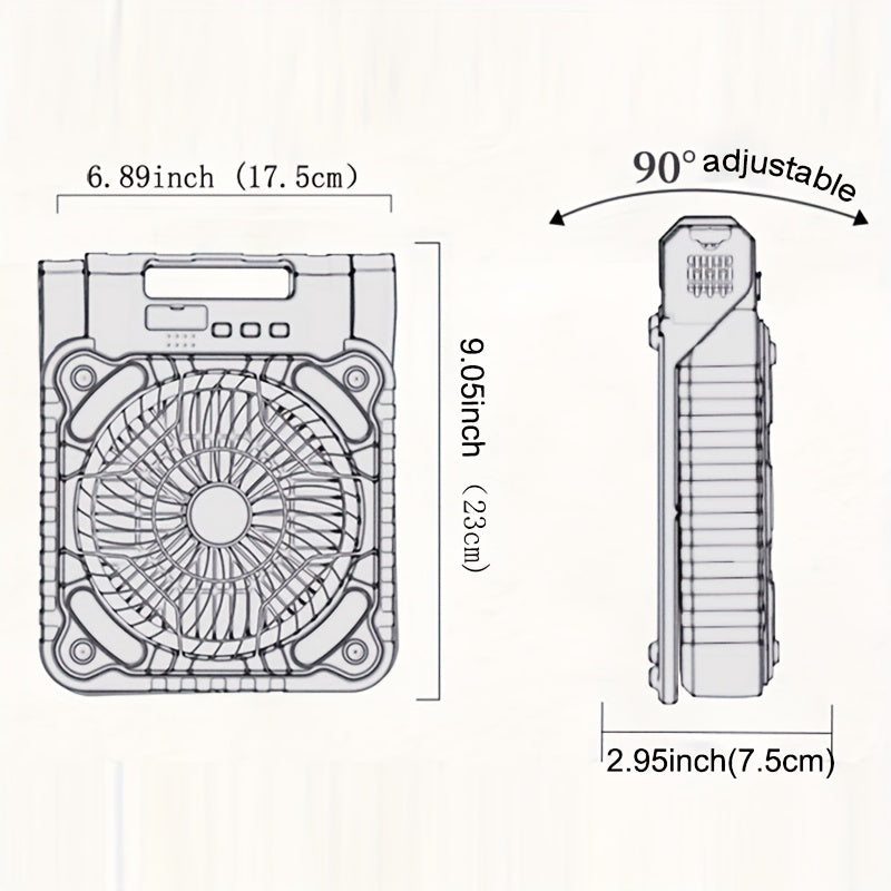Solar Fan, Camping Fan With Solar Panel, Portable Personal Fan For Outside, LED Lantern, Stepless Speed And Quiet Battery Operated Tent Fan For Picnic, Barbecue, Fishing, Travel