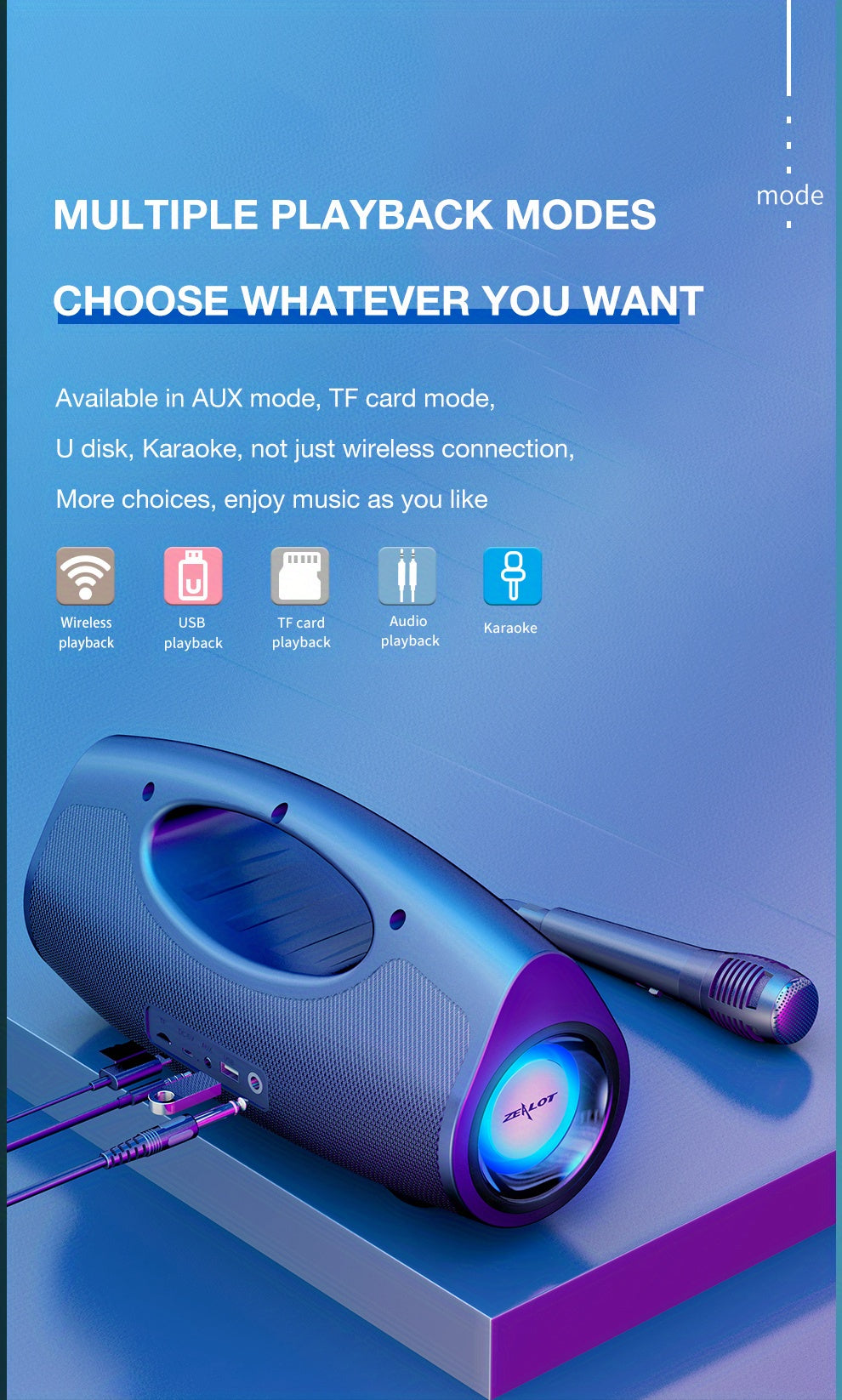 Zealot P1 60W Wireless Portable Singing Speaker - High-Power Dual Speaker with Karaoke Mic, Subwoofer, 3D Surround Sound, Surging Bass, FM TF USB Compatibility - Perfect for Home, Car, Outdoor, Camping, and Gift Ideas for Tha