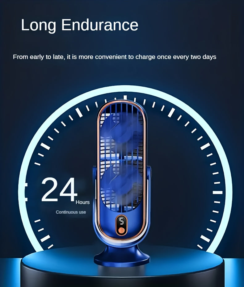 1pc, Portable Desktop Fan, Large Battery Dual Motor Home Small Air Cooler, 5 Speed Air Cooling Fan 720° Surround Blower, Office, Travel, Camping, Outdoor RV Portable USB Fan, Thanksgiving Halloween Christmas Gift, Fan, Cooli