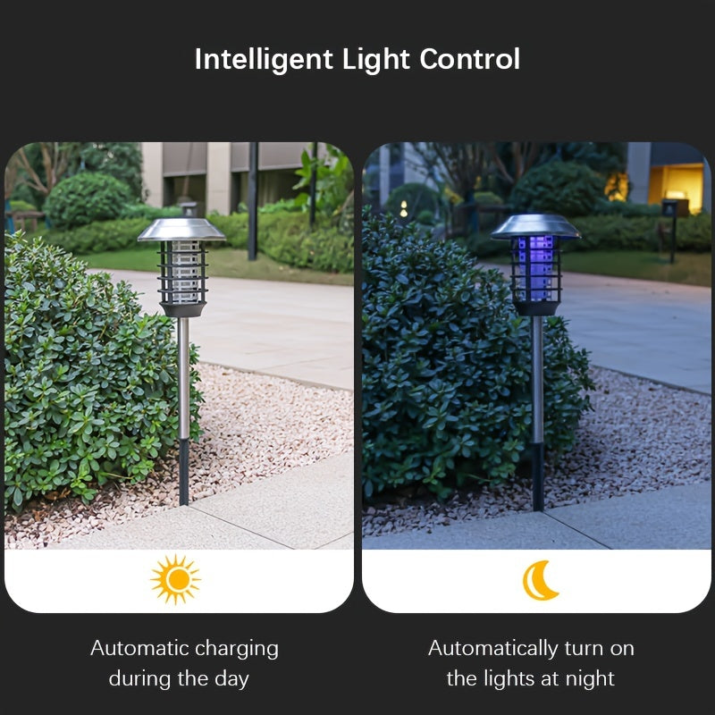 Solar-Powered Bug Zapper Lights, Waterproof Outdoor Mosquito Killer Lighting With UV Light And Landscape LED Lamp 2 In 1 For Garden Patio Backyard Camping