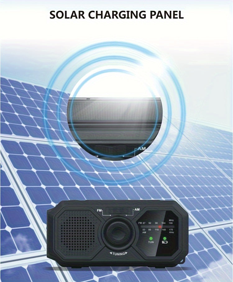 Outdoor Emergency AM/FM Radio Hand-Cranked Radio with Flashlight/Emergency Charging/Solar Charging Emergency Crank Weather Radio