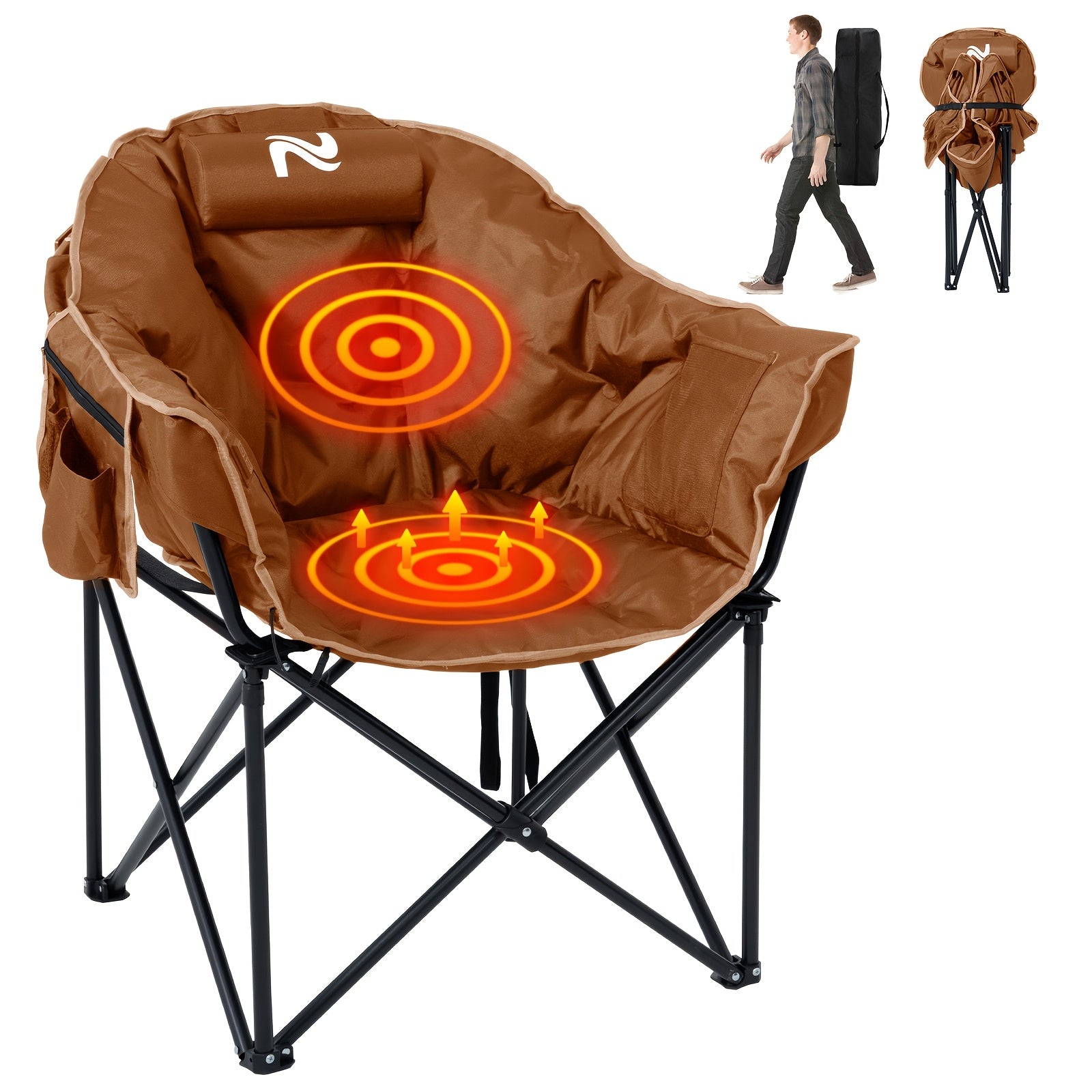 Oversized Heated Folding Chair with Pillow