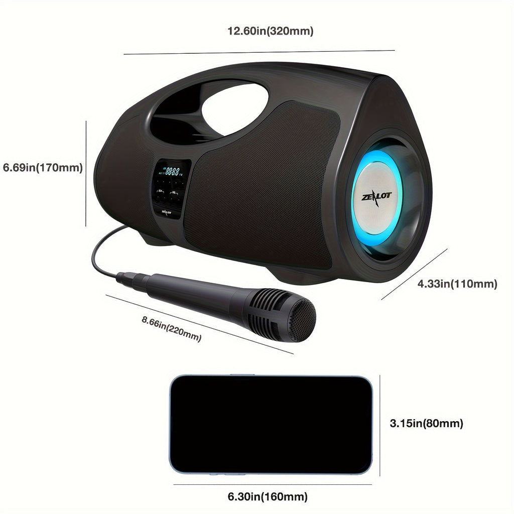 Zealot P1 60W Wireless Portable Singing Speaker - High-Power Dual Speaker with Karaoke Mic, Subwoofer, 3D Surround Sound, Surging Bass, FM TF USB Compatibility - Perfect for Home, Car, Outdoor, Camping, and Gift Ideas for Tha