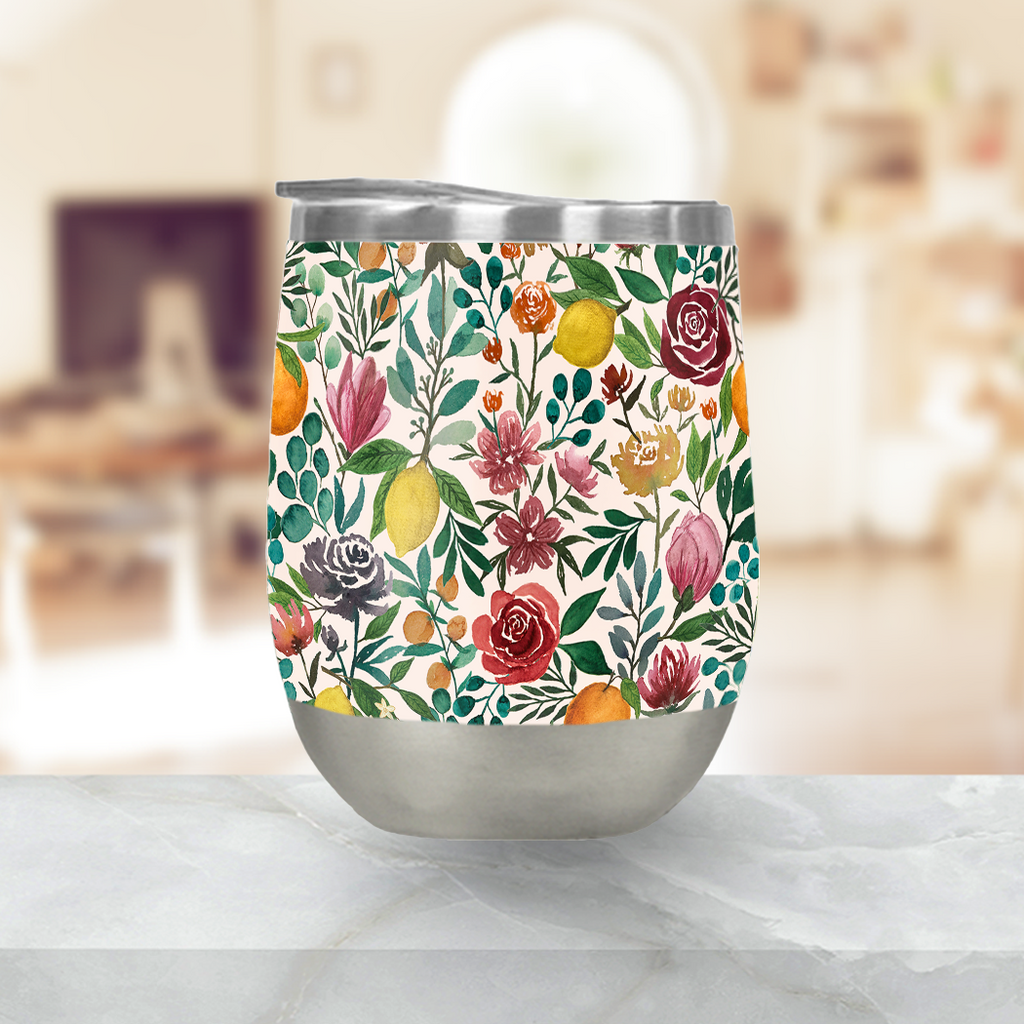 Fruit and Flowers Wine Tumbler